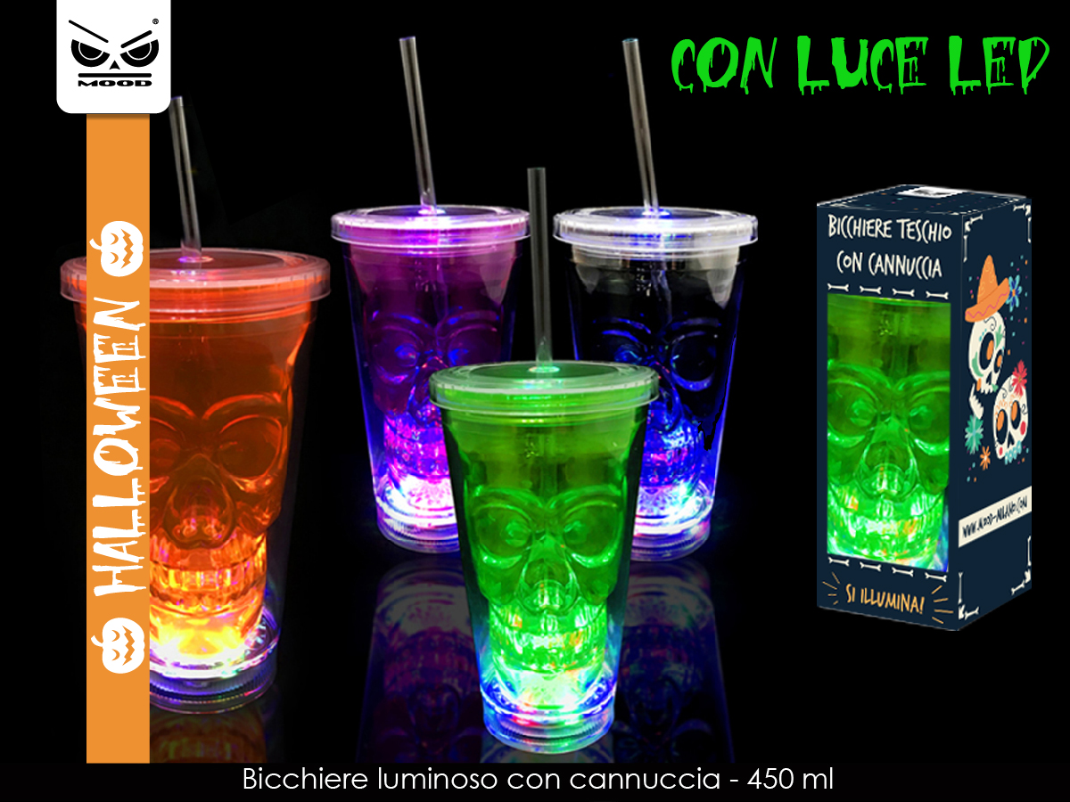 BICCHIERE CON CANNUCCIA TESCHIO LUMINOSO