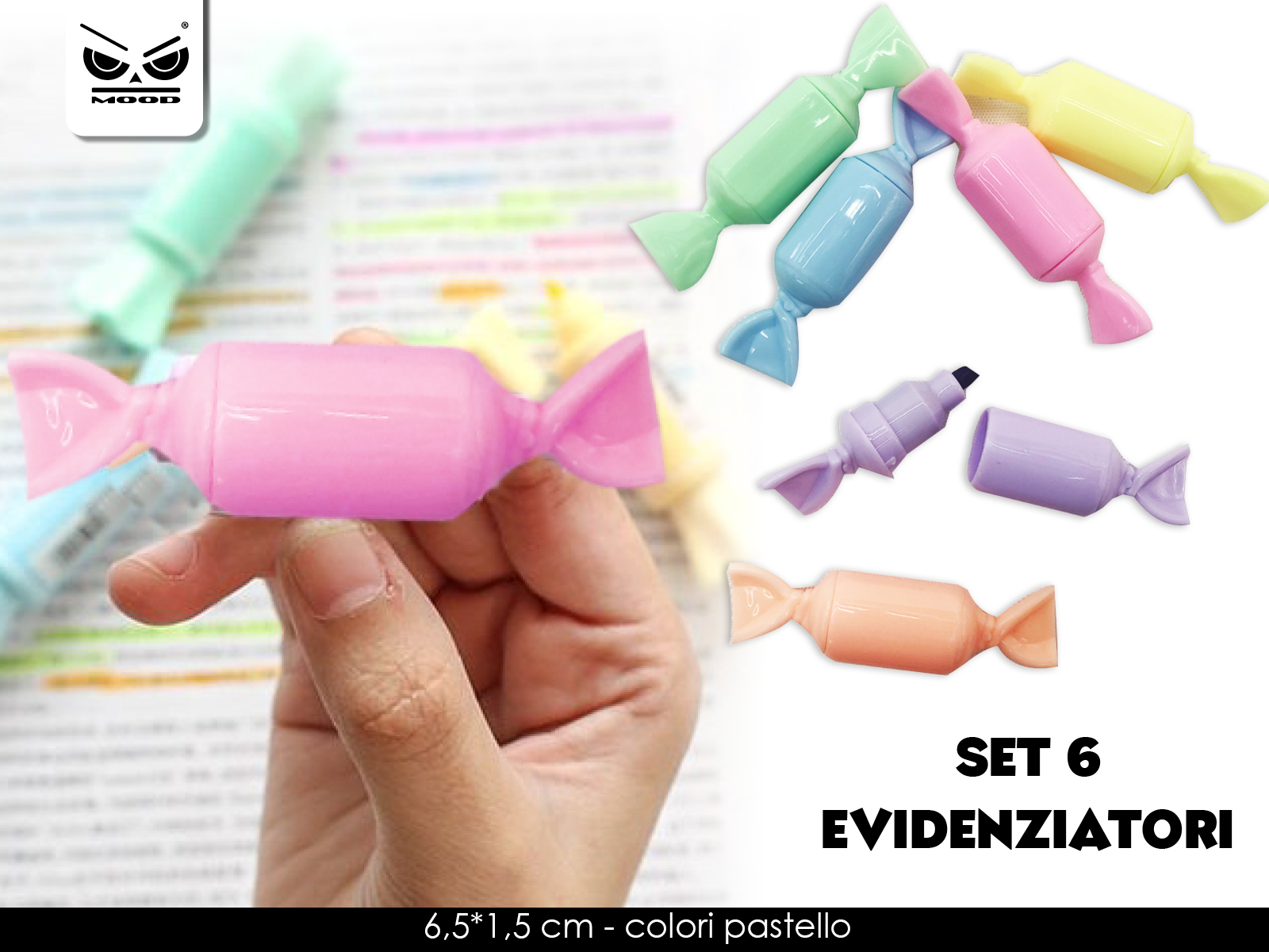 SET 6 MINI EVIDENZIATORI SMILE CONF. 12 PZ.