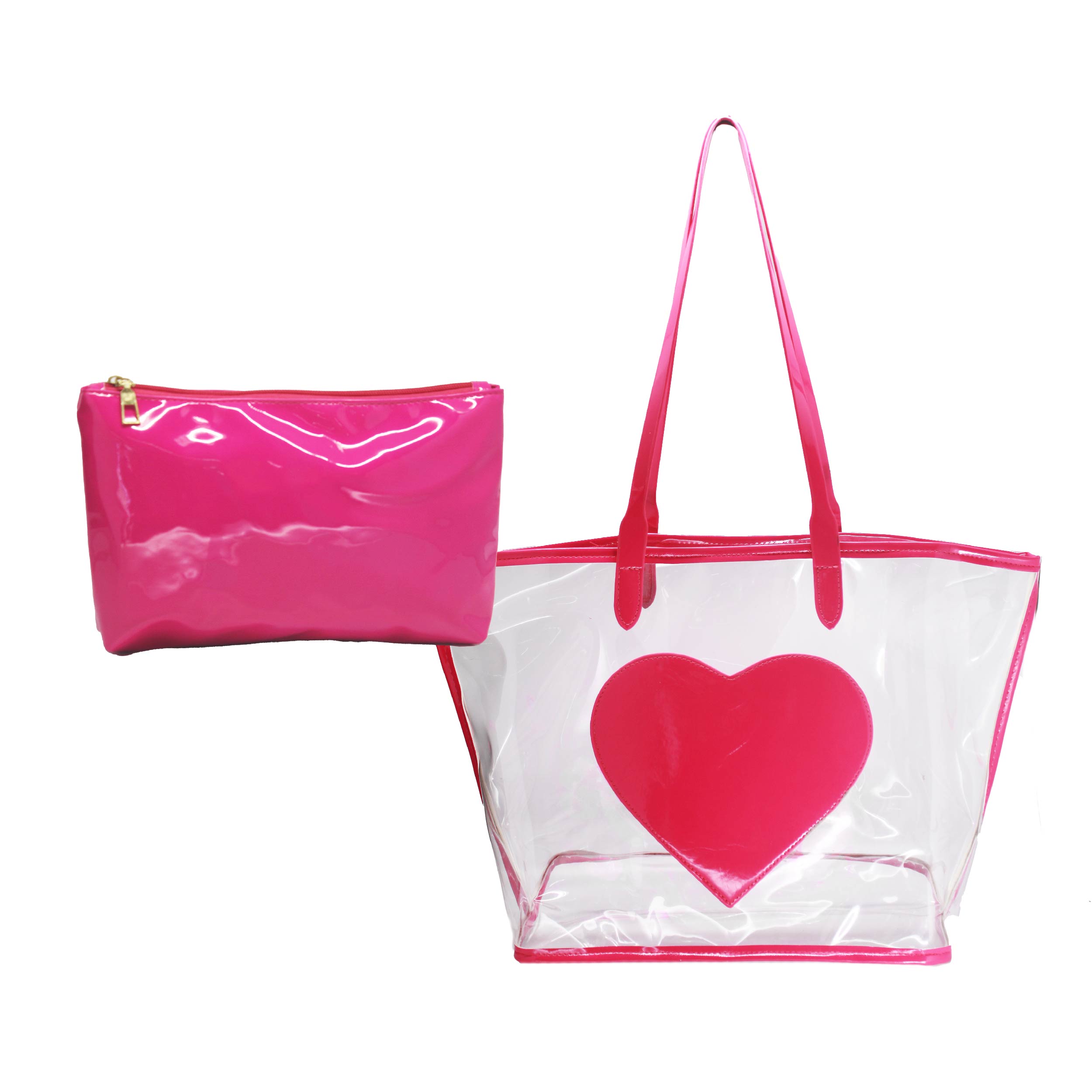 BORSA MARE CUORE PVC CON POCHETTE